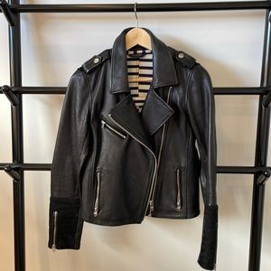 Scotch & Soda black leather and suede jacket